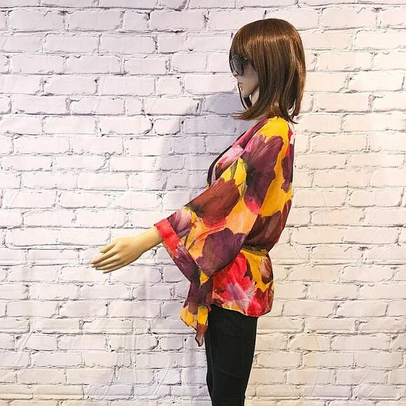 MELANIE LYNE - Colourful floral print sheer kimono - Picture 7 of 10